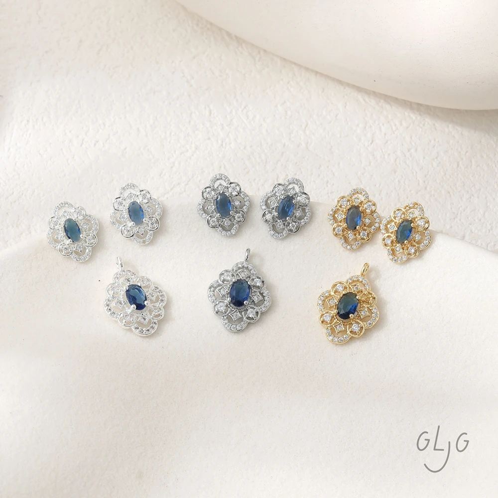 

2 шт., 14-каратное позолоченное винтажное синее кубическое циркониевое латунное полое серьги-подвески, ювелирные изделия, принадлежности для самостоятельного изготовления, аксессуары