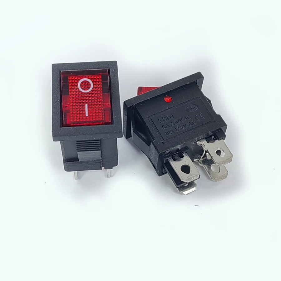 20 Stks/partij KCD1 Power Rocker Boot Switch 4Pin 4P 6A/250V Rood/Groen/Zwart 21*15Mm