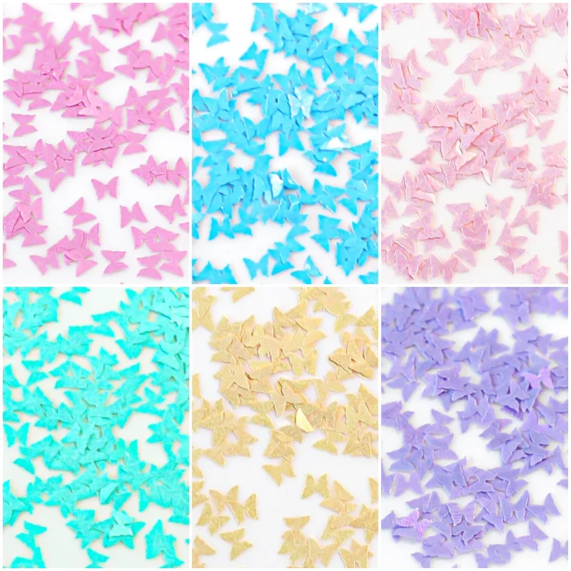 6 Grids Butterfly Stickers Nail Art Glitter Flakes Macaron Color Manicure Decoration DIY Accessories Professionals Supplies