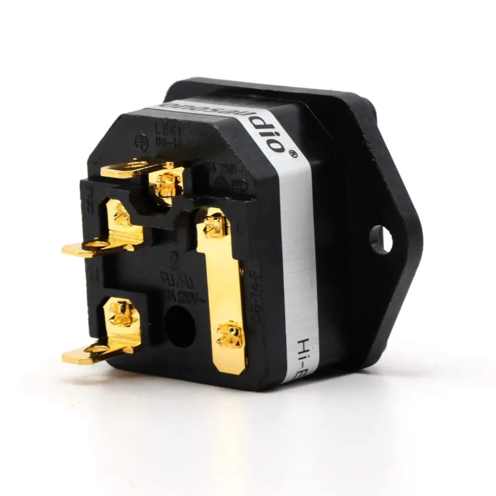 Monosaudio IF76G Fused IEC Socket/Connector Pure Copper Gold Plated Power Socket IEC Inlet with Fuse Holder