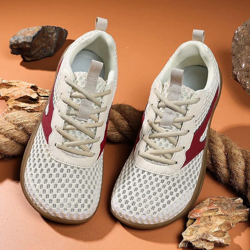 

Мужские дышащие повседневные кроссовки из сетчатого материала, легкие нескользящие прогулочные туфли, модные ретро-туфли с красными полосками для мужчин