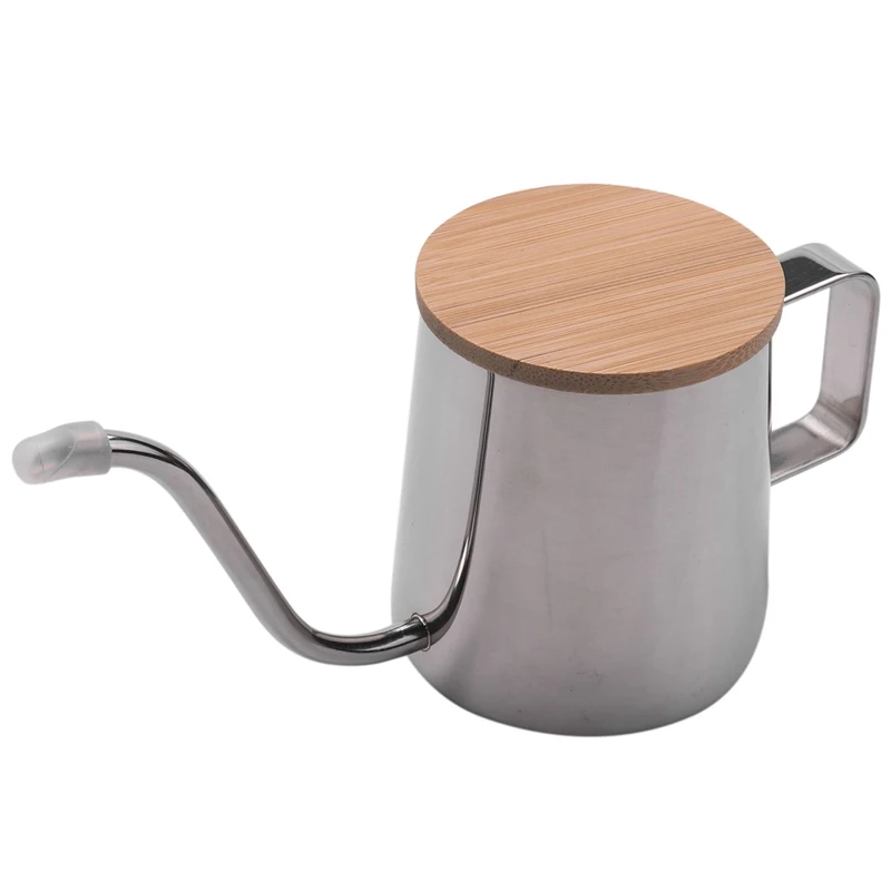 New-350Ml Long Narrow Spout Coffee Pot Gooseneck Kettle Stainless Steel Hand Drip Kettle Pour Over Coffee And Tea Pot With Woode