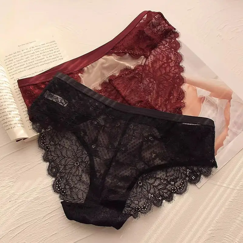 French Style Lace Underwear Women\'s Sexy Low Waist Transparent Mesh Comfortable Breathable Panties Ladies\' Hip Lifting Briefs