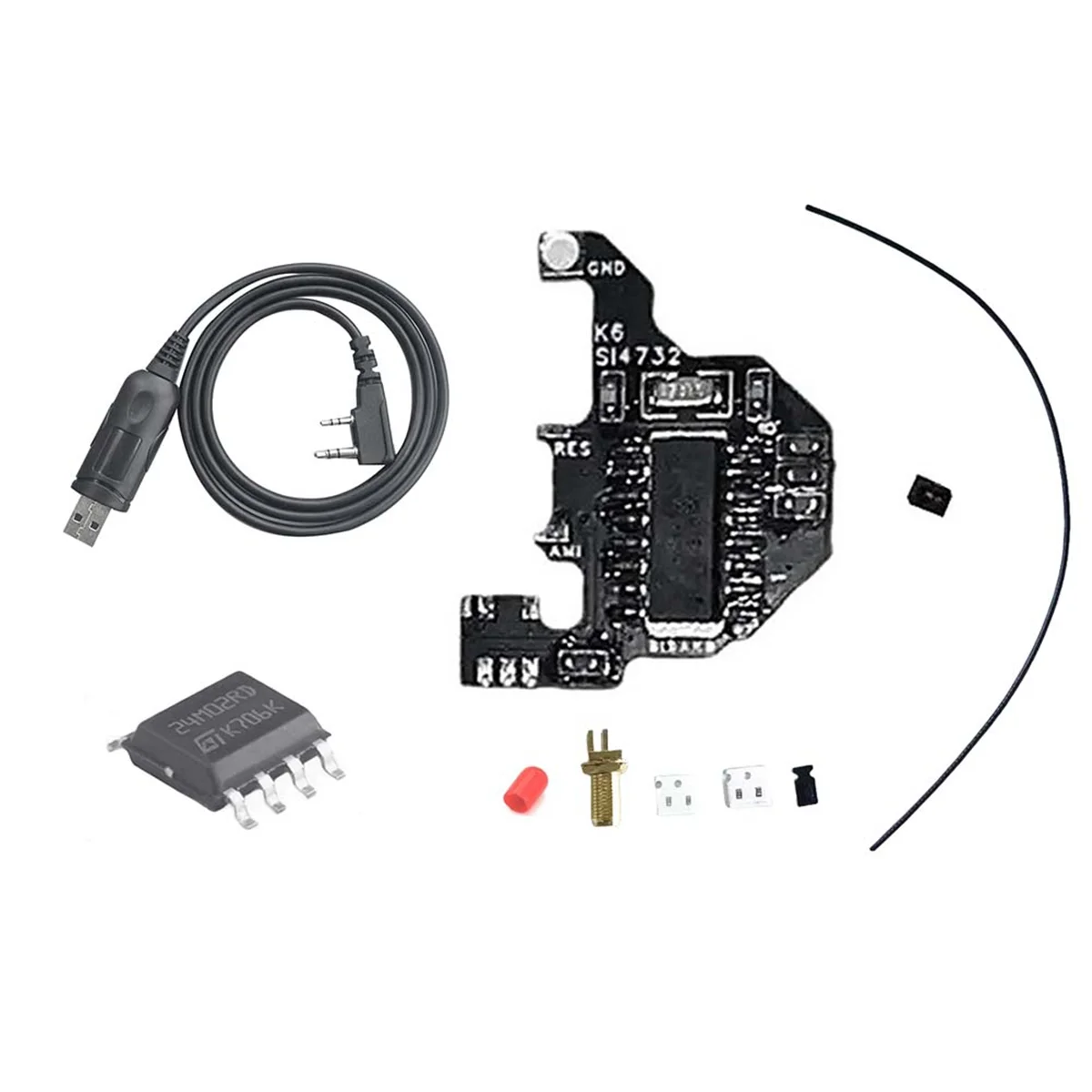 SI4732 Shortwave Modification Module+Programming Cable+2M Expansion Chip for Quansheng UVK5/UVK6 Dual Antenna Solution