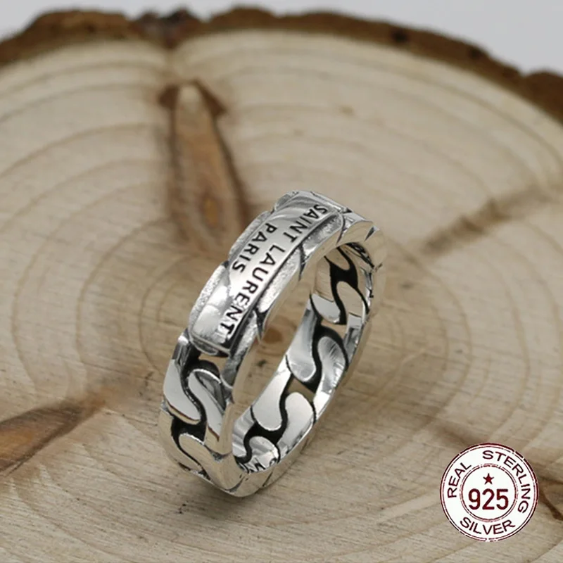 S925 sterling silver ring weaving Fried Dough Twists style lovers original simple design retro personality hip-hop style