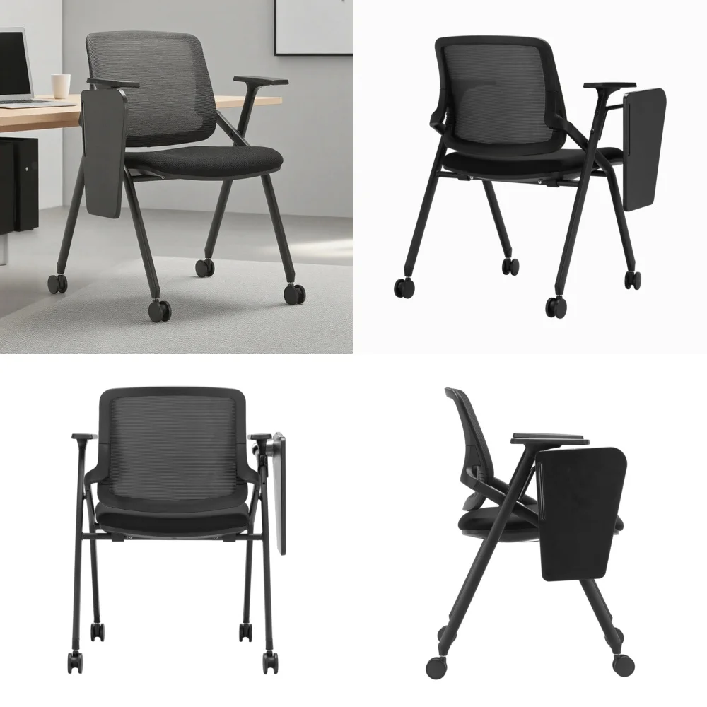 Großhandel Schwarzer Netzstoff Atmungsaktiver Klappstuhl für Besprechungsräume Schulungen Büro Stapelbarer Ergonomischer Arbeitsstuhl für Home Office