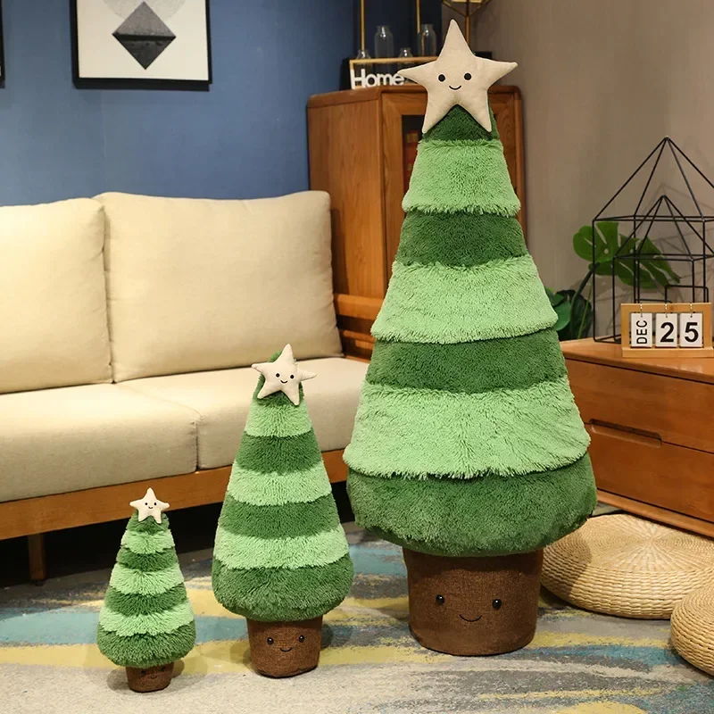 30/60cm Cartoon Two-tone Christmas Tree Plush Toy Simulated Stuffed Plants Cute Xmas Pine Throw Pillow Cushion Dolls Xmas Decor