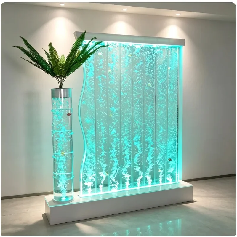 custom.Large Rectangle Acrylic Wedding Bubble Wall Contemporary Room Dividers Screens Home Indoor Led Waterfall Fountain H