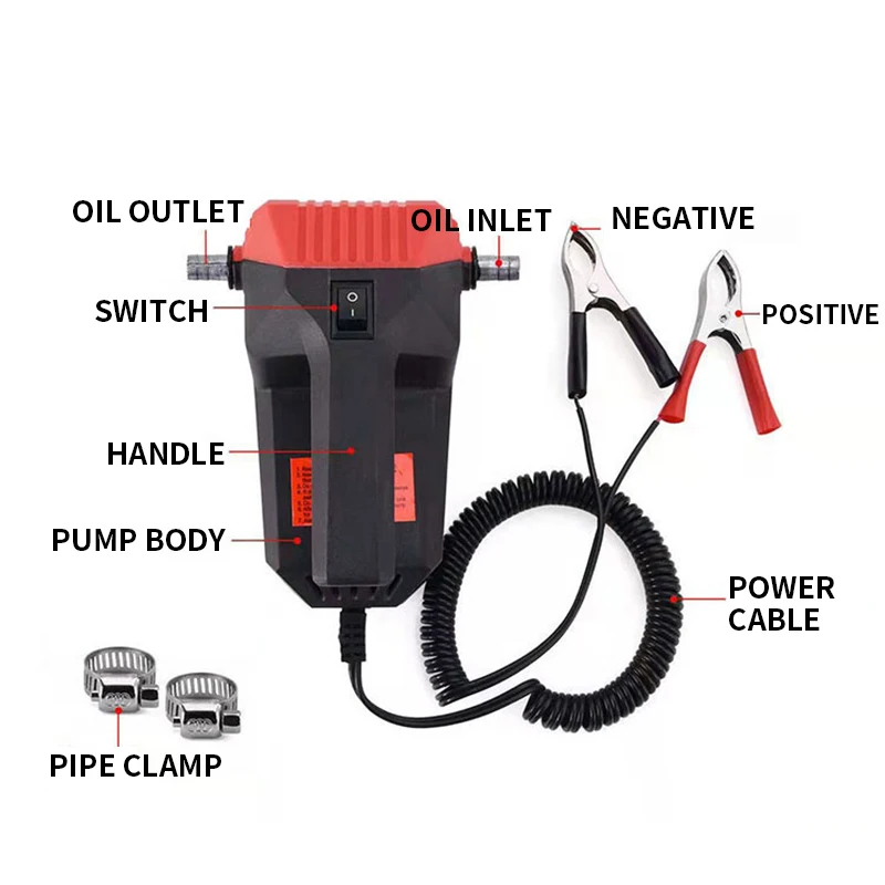 Car Engine Oil Pump 12V 24V Electric Oil Diesel Fluid Sump Extractor Scavenge Exchange Fuel Transfer Suction Pump + Tuber