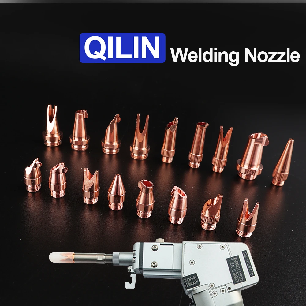 

Сопла для волоконного лазерного сварочного аппарата QILIN M10 M16 H25 H35 H40, высококачественные медные сопла с защитой от брызг для сварочной головки QILIN