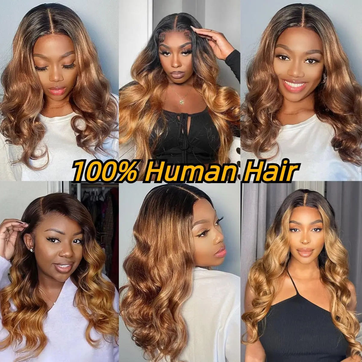 Mèches Brésiliennes Naturelles Remy, Cheveux Vierges, Body Wave, Blond Ombré, Qualité 12A, 100% Non Traités, 22 Pouces, 1 Lot