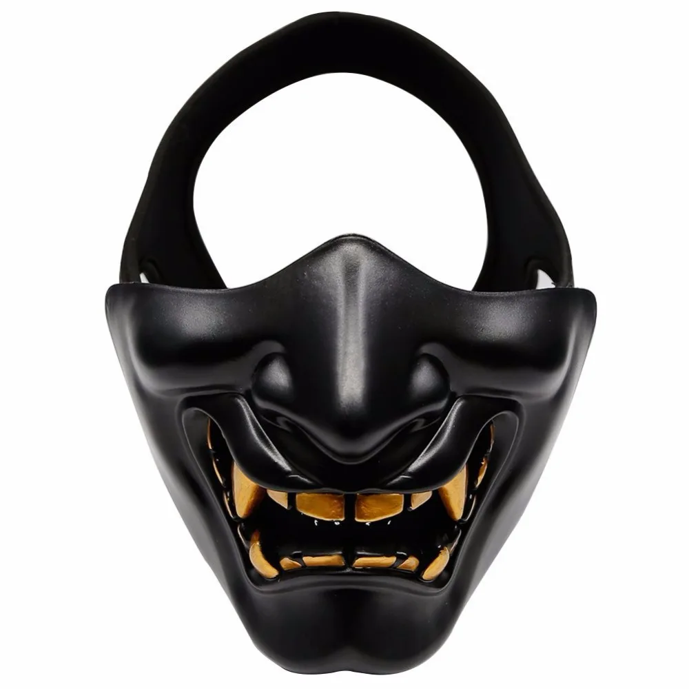 

Half Face Airsoft Mask Halloween Costume Cosplay BB Evil Demon Monster Kabuki Samurai Hannya Oni Half Cover Prajna Masks