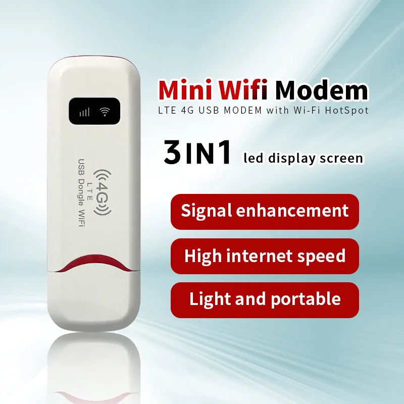 4G LTE USB Dongle Portable Mobile Hotspot,150Mbps Wireless USB Modem,Compact Travel Car Outdoor Home Camping WiFi Router