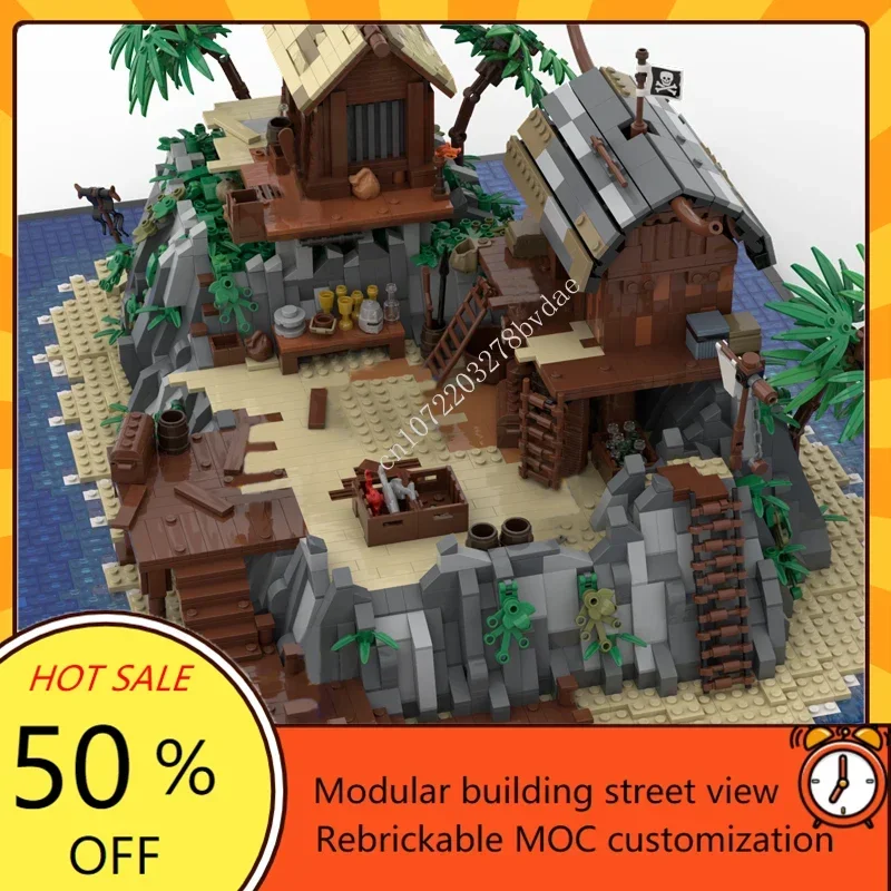 Bloques de construcción MOC para niños, juguete de ladrillos para armar Castillo pirata Medieval, serie Piratas, ideal para regalo, código 5851, compatible con