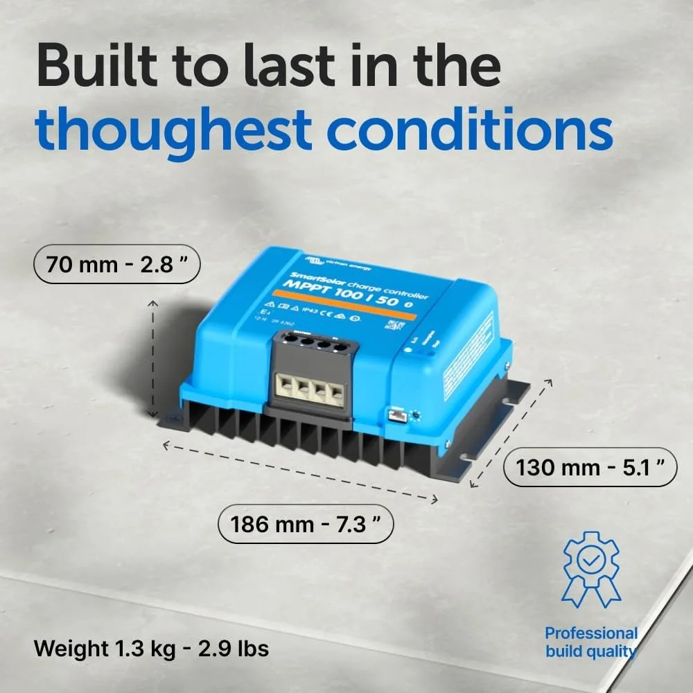 Regolatore di carica solare SmartSolar MPPT (Bluetooth) - Controller di carica per pannelli solari - 100 V, 50 A, 12/24 V