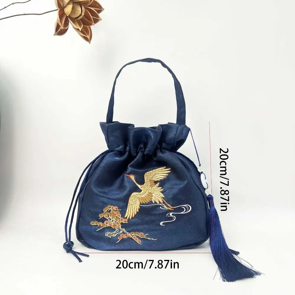 High Quality Exquisite Embroidery Tassel Drawstring Bag Chinese Style Retro Handbag Bucket Bag Hanfu Accessories