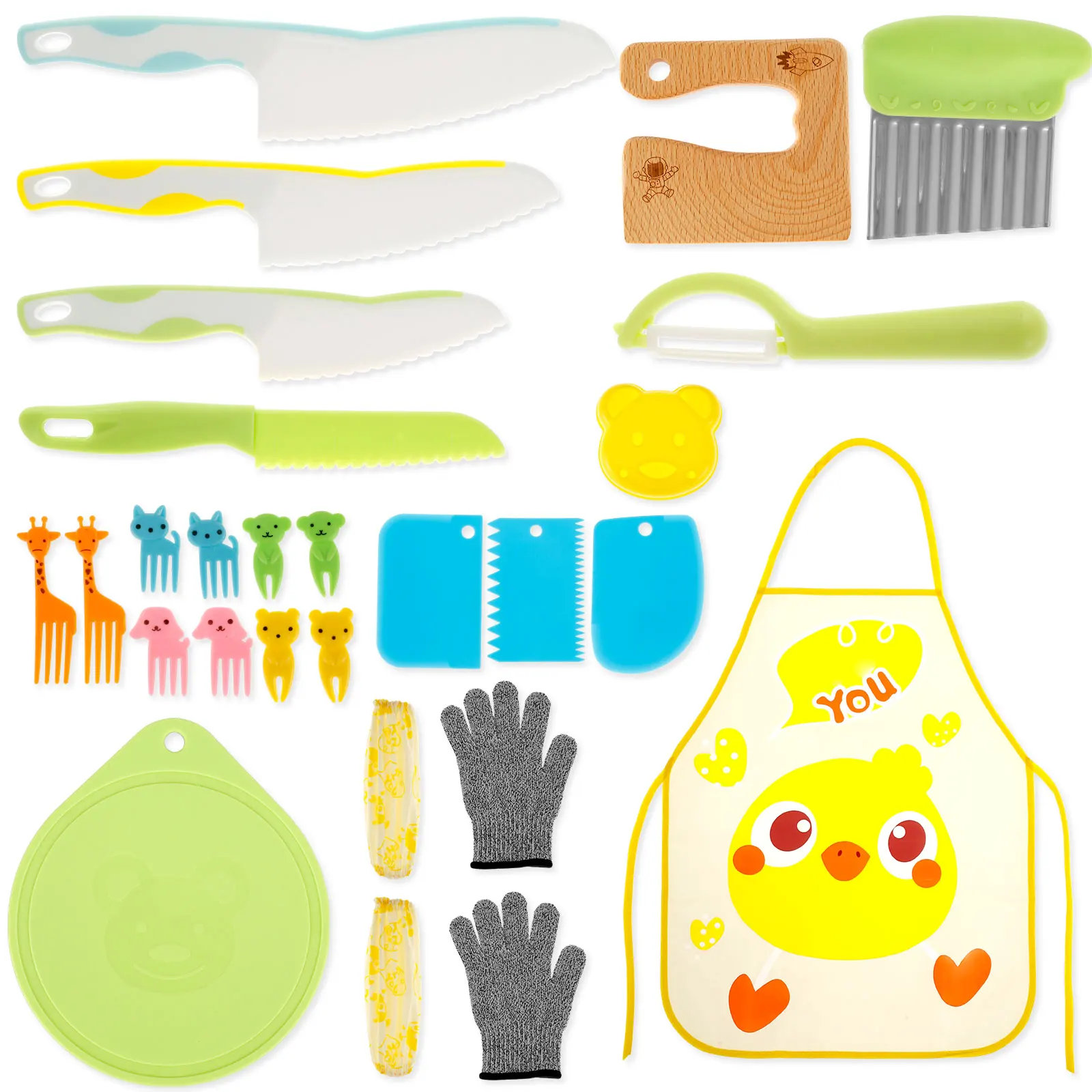 25/7 stücke Kinder kochen Cutter Set Kleinkind Holz schneider Kunststoff Obst messer Schäler für Küchen zubehör Montessori Kinder Cutter