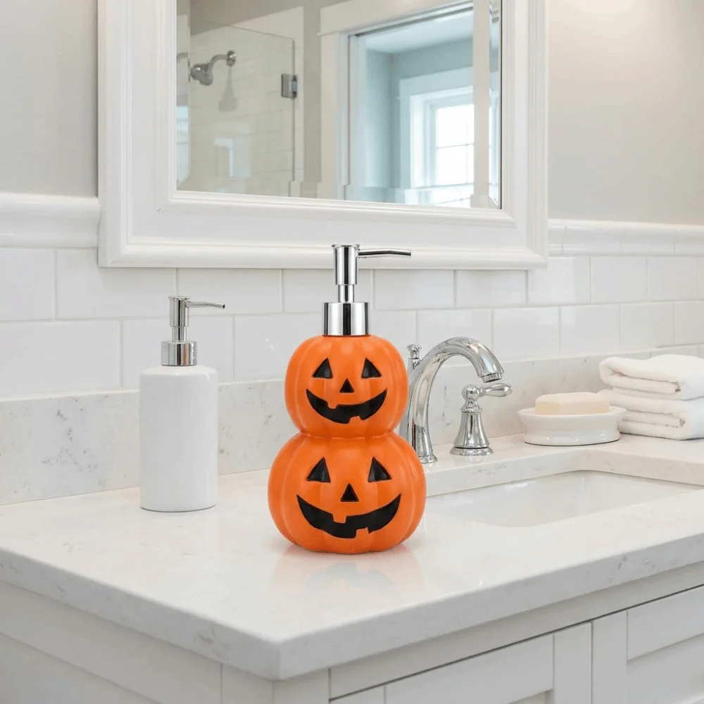 Refillable Ghost Face Pumpkin Lotion Bottle Portable Plastic Pumpkin Press Bath Bottle Pump Style Liquid Hand Soap Container