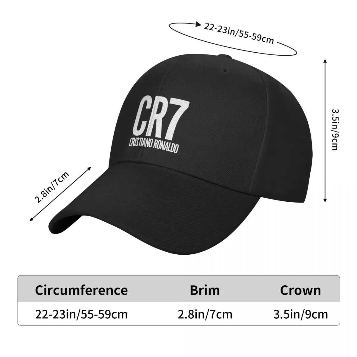 Cristiano Ronaldo Cr7 Cap Fashion Casual Baseball Caps Adjustable Hat Hip Hop Summer Unisex Baseball Hats Customizable