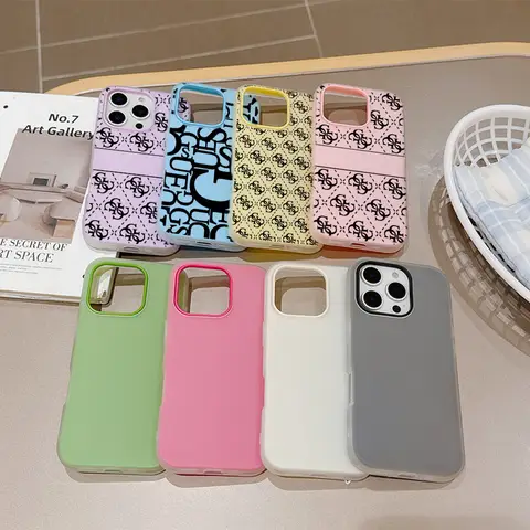 Fashion Lovely Silicone Matte Candy Color 2 in 1 G-GuEsses-w Phone Case for iPhone 17 Air 16e 16 15 14 13 Plus 12 11 Pro XR Max