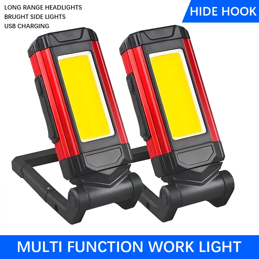 1/2/4PCS USB Rechargeable Magnetic COB Work Light LED Flashlight Portable Lantern Camping Light Type-C Power Bank Function Lamp