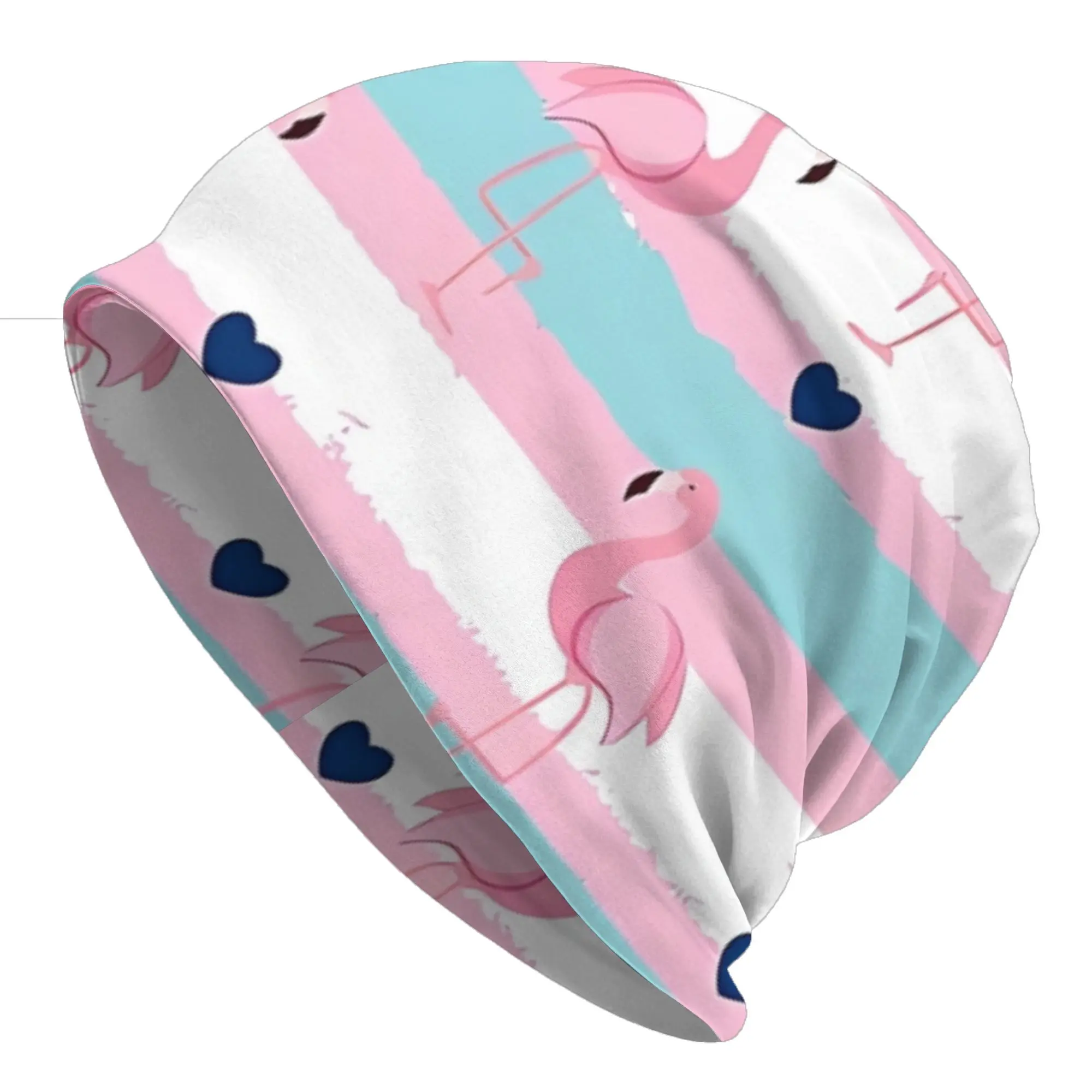 Bonnet Hats Stripes Flamingo Men Women's Thin Hat Pink Blue And Pink Summer Vibe Warm Cap Street Skullies Beanies Caps