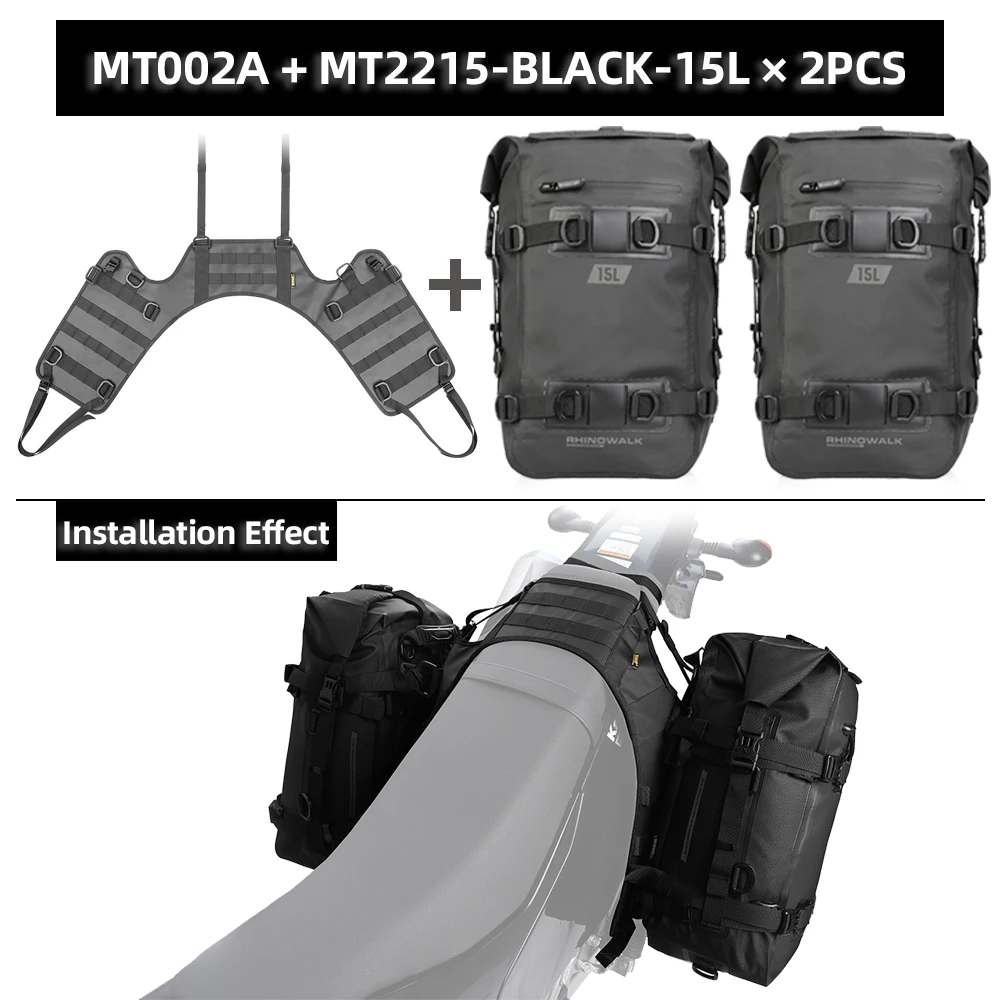 Rhinowalk 2PCS Universele Motorfiets Zadeltassen 6L/8L/10L/15L Waterdichte Fietstas Zakken met Basis voor de Meeste Motoren