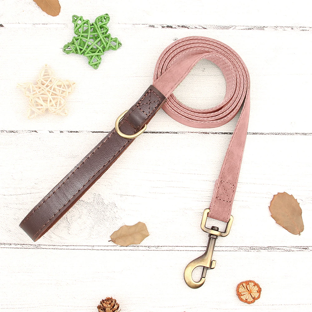 4.5ft Dog Pet Leash Rope 9 Colors PU Leather Small Medium Large Dogs Nylon Padded Puppy Leashes Walking Leash Lead Ropes for Dog