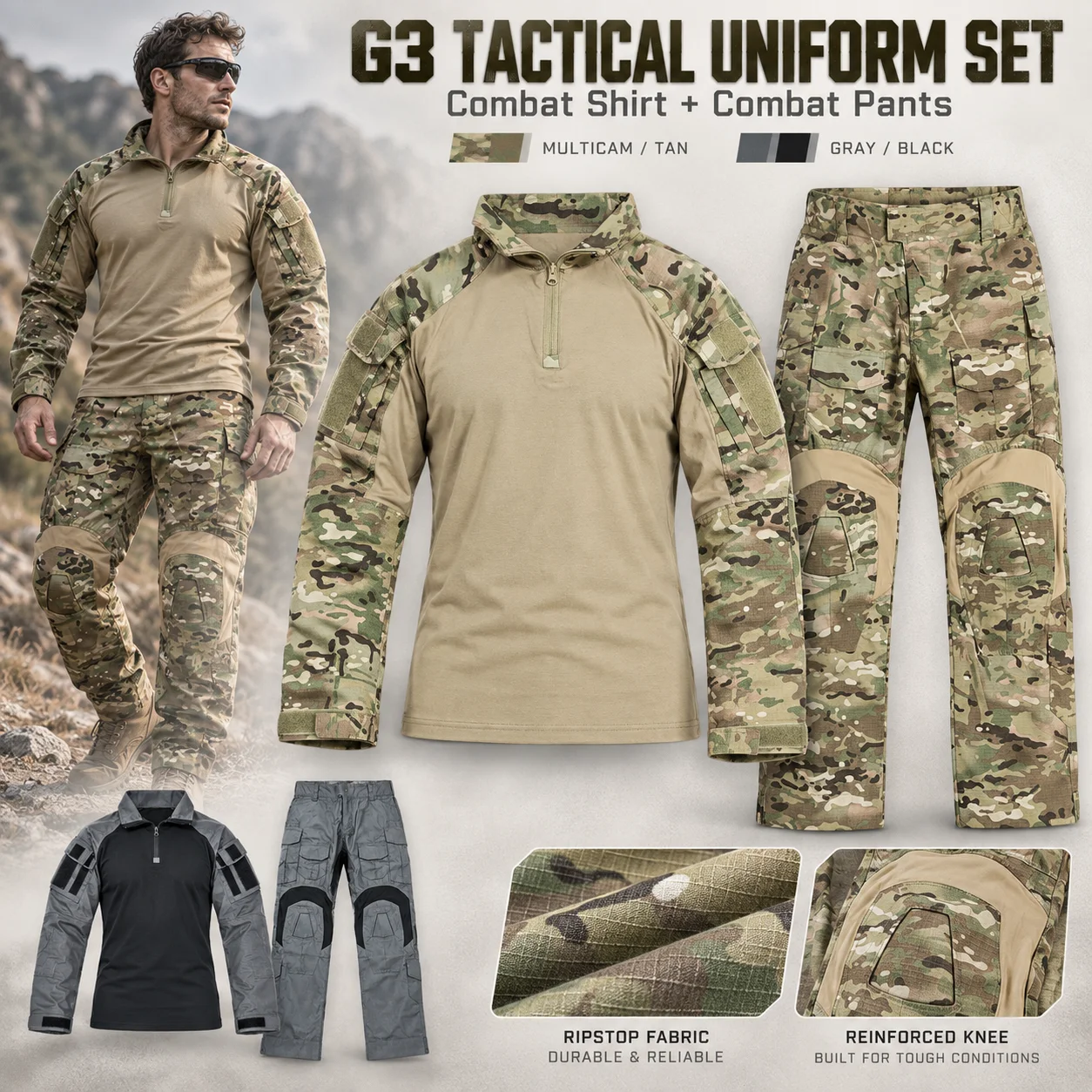 Hunting Outdoor Clothing - G3 Tactical Combat Shirt Men's Camouflage