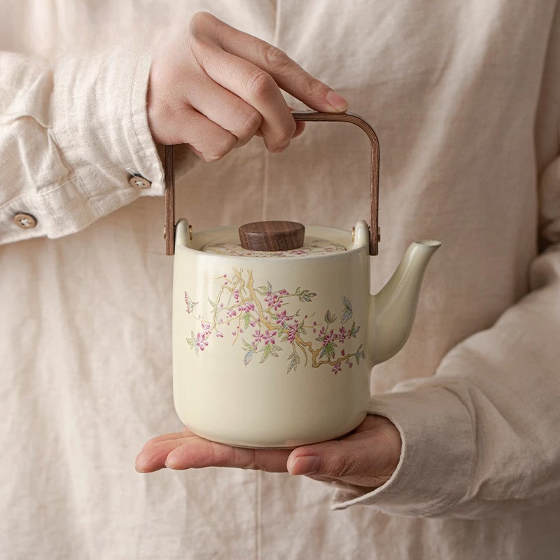 

Song Style Yellow Ru Ware Wisteria Чайник Большой китайский керамический чайный сервиз кунг-фу