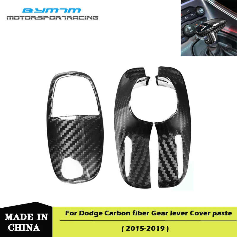 

Black Carbon fiber Gear lever Patch Cover Car Interior decoration sticker For Dodge Challenger