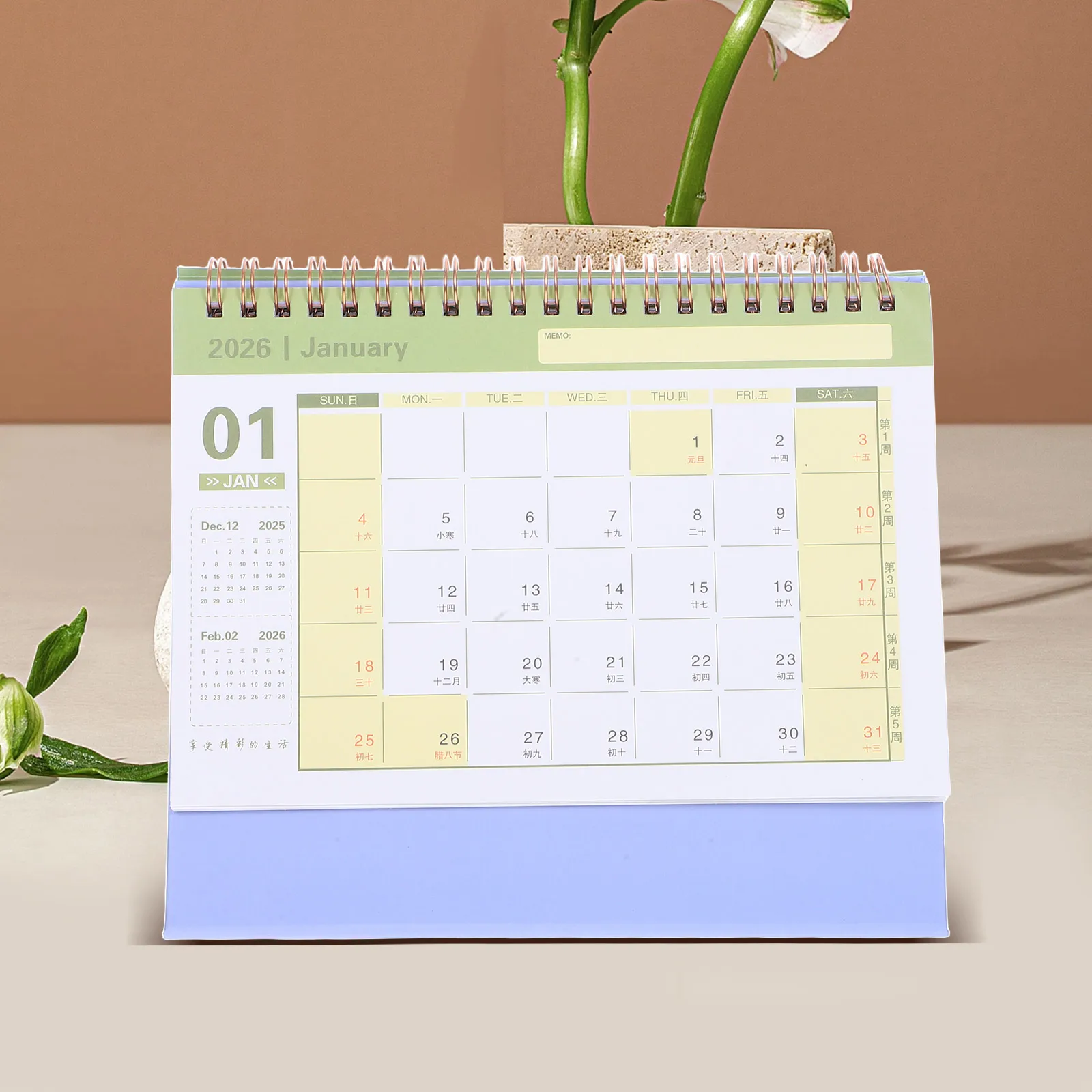 

Настольный календарь на 2026 год, мини-настольный планировщик, плотная бумага для офиса, школы, дома, ежедневное расписание, время организации