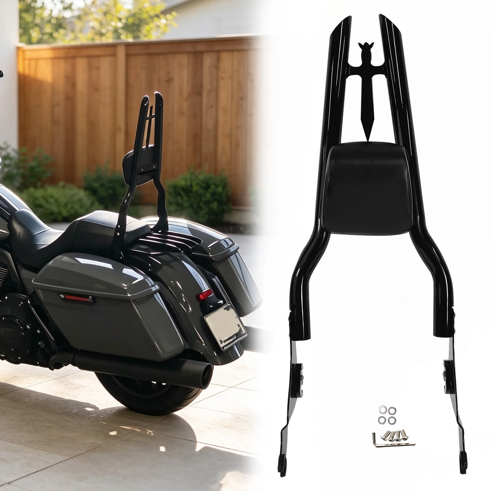 Motorcycle Rear Backrest Sissy Bar for Harley Touring 2009-2026 Road King Special CVO Road Glide Street Glide ST Electra Glide