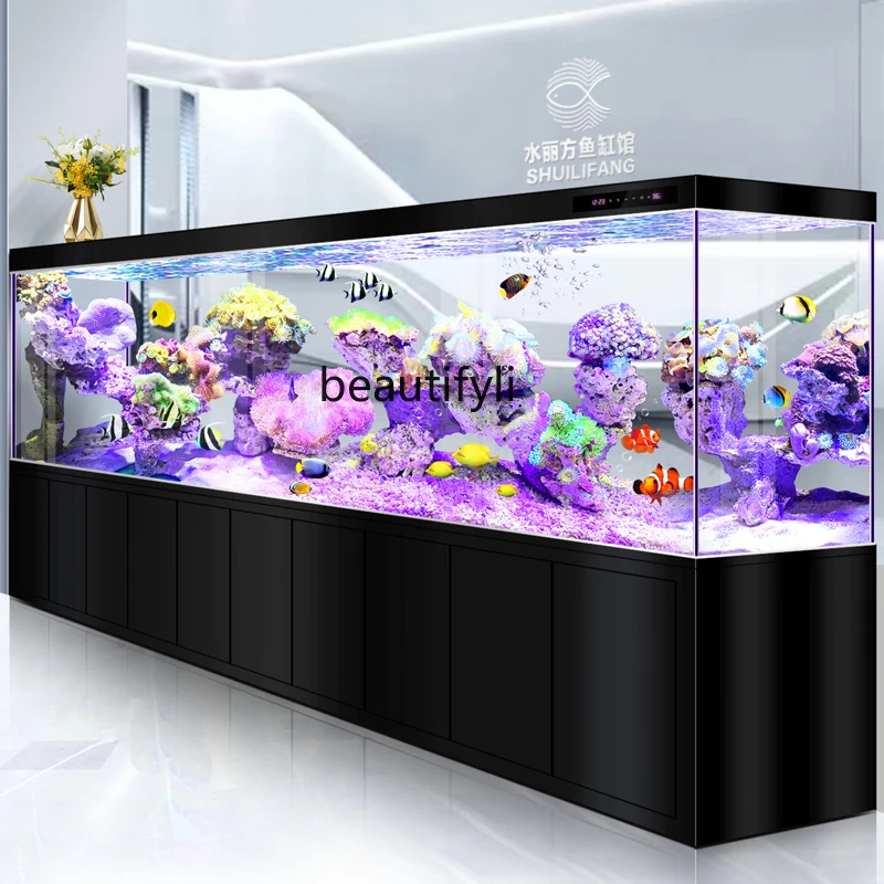 Fish Tank Living Room Large Aquarium Super White Glass Screen Lazy Ecological Change Water Bottom Filter Fish Tank