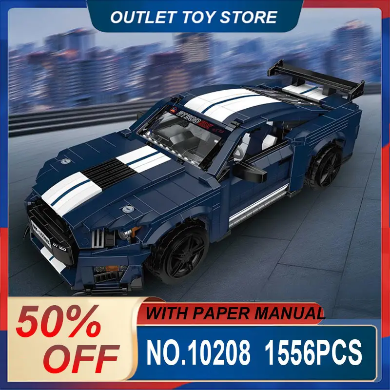 Mould King 10208 Blue Static Racing Car Building Blocks Bricks, Intellectual Build‑up Toy, Attractive Gift for Boys and Girls