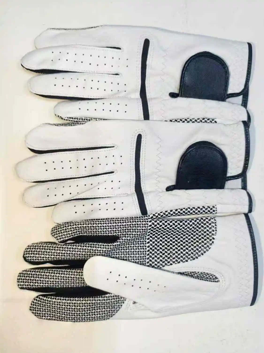Cabretta Leather Golf Gloves Custom Logo Right and Left Hand Use Breathable Sheepskin for Sports