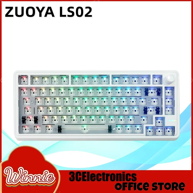 NEW ZUOYA LS02 Gamer Keyboard Kit Hot-Swap 3Mode USB/2.4G/Bluetooth Wireless Keyboard RGB Backlit Gasket Structure Gift