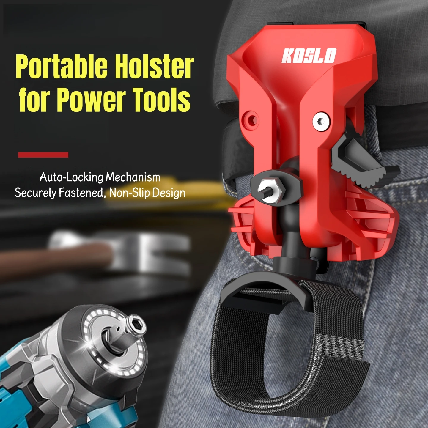 

Waist-Mounted Power Tool Holster Manual Tool Hanging Clip Ideal for Aerial Work & Solo Operations Power Tool Accessories