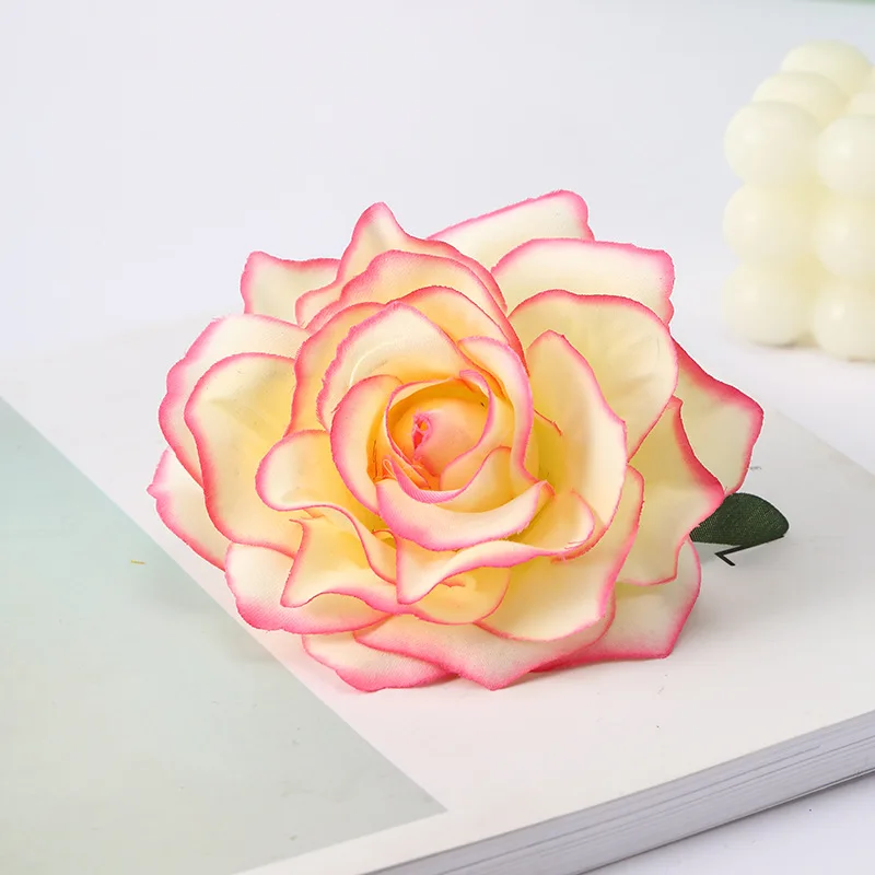 10cm Large Silk Rose Artificial Flower for DIY Hair Accessories Hair Clip Corsage Wedding Party Home Fake Rose Flower Decoration