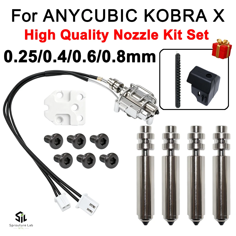 Für Anycubic Kobra X Combo Schnellwechsel-Bimetall-Düse 0,2/0,4/0,6/0,8 – Verbesserte Düse mit hoher Temperaturbeständigkeit für KobraX