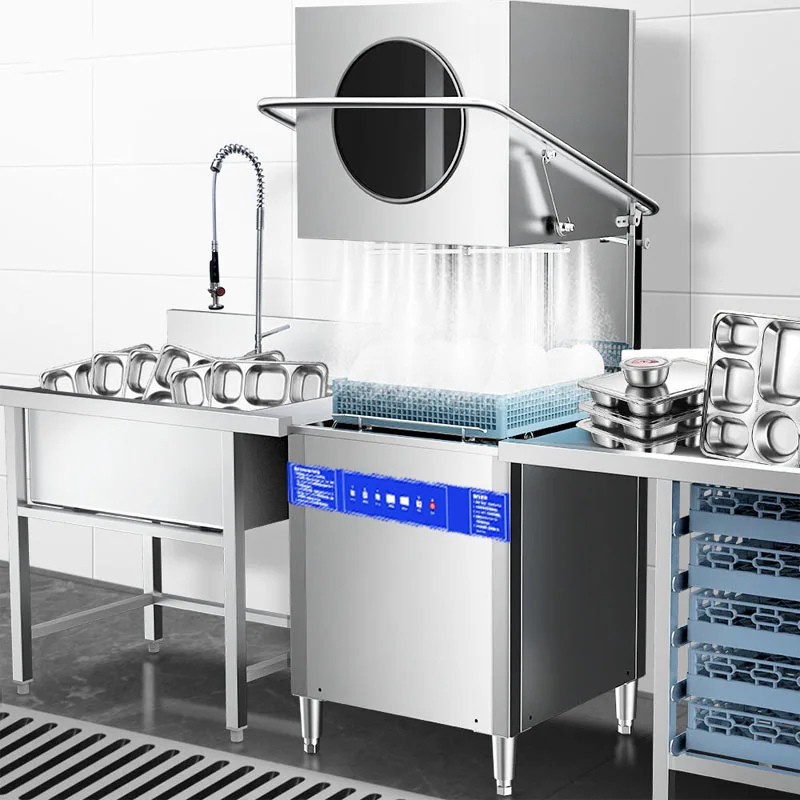 

Smart Electric Freestanding Dishwashing Machine Stainless Steel for Hotel Use Hood Type Dishwasaher