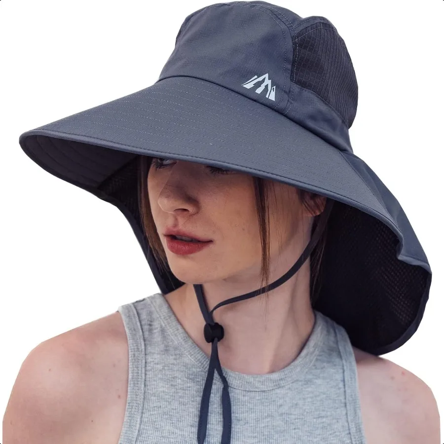 

UV Sun Protection Hat Women Foldable Neck Flap Wide Brim Fishing Hat with Ponytail Hole for Women