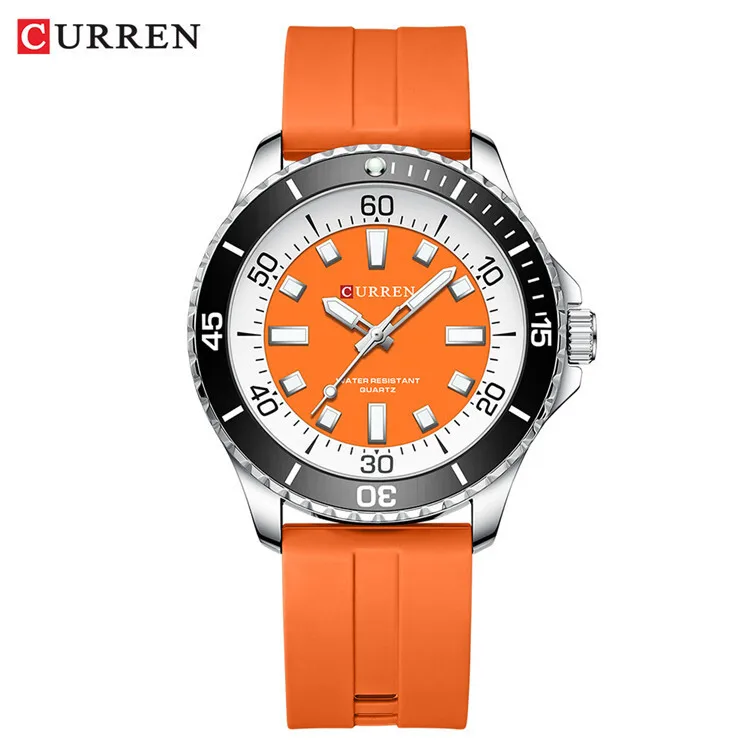 CURREN 8448 Classic Silicone Watch Business Waterproof Male Students Clock Luminous Round Quartz Men Watch Reloj Hombre 2025 image 3