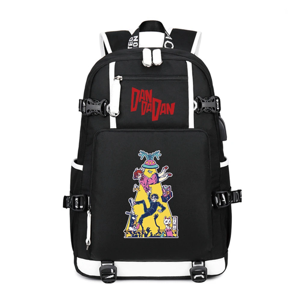 

Cartoon DAN DA DAN Students School Bags Boys Oxford Bookbag USB Charging Black Backpack Anime Shouler Bags Laptop Travel Daypack