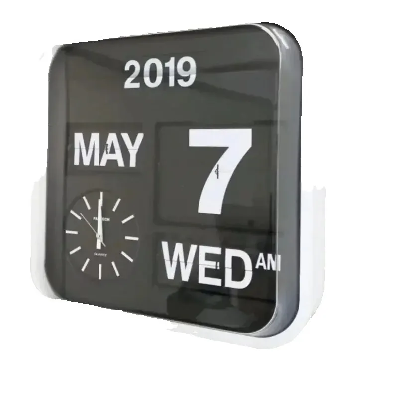 Fartech Large 43cm Page Turning Clock Automatic Mute Living Room Turning Clock Calendar Modern Fashion Home Creative Wall Clock