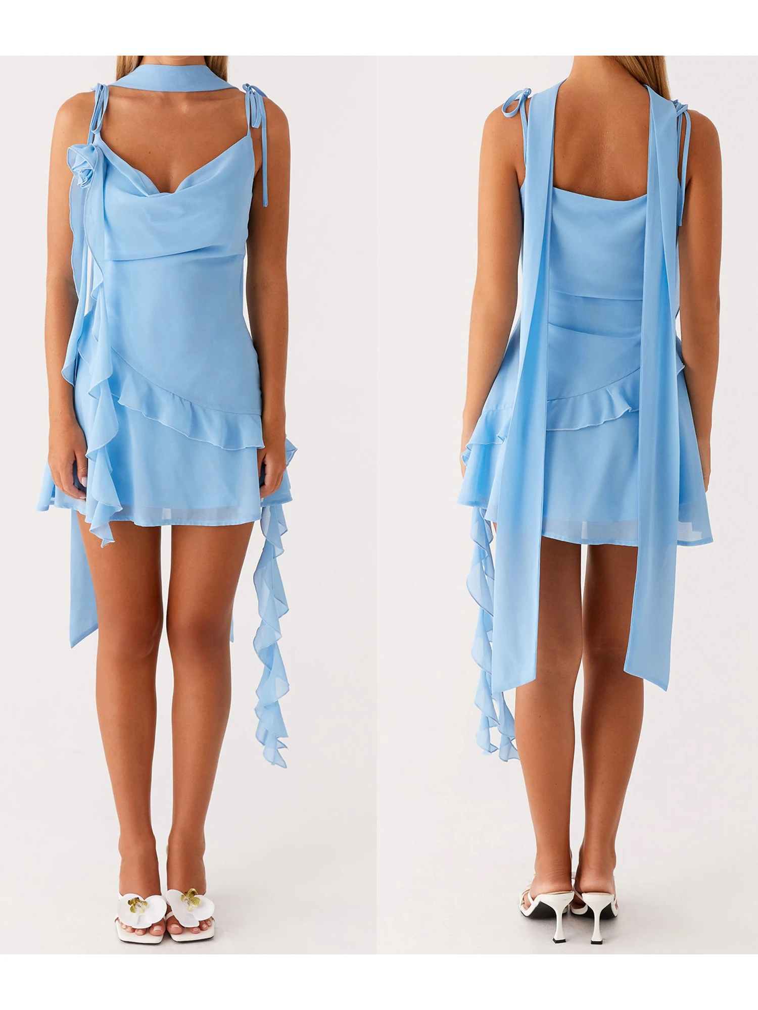 Elegant Floral Print Maxi Dress with Off-Shoulder Ruffle Sleeves and Belted Waist - Women s Summer Boho Chic Dress