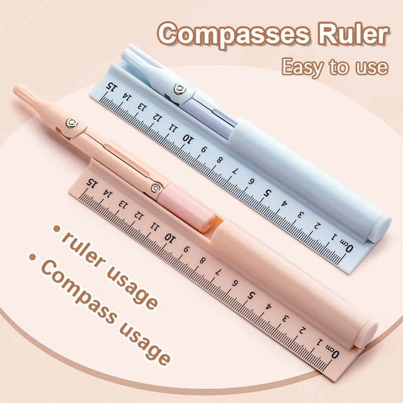 1set 3 In 1 Compass Geometry Set With Ruler Pencil Multifunctional School Drawing Compass Math Geometry Tool Stationery