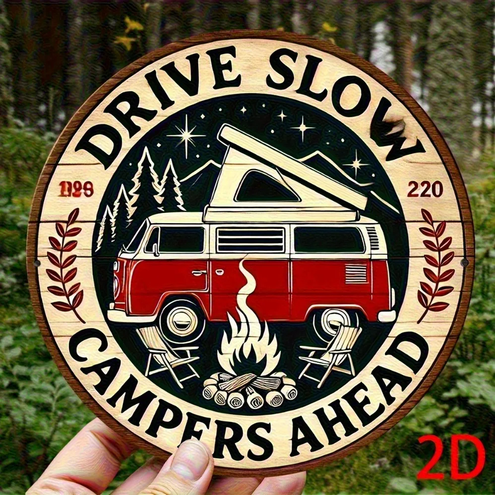 

2D Flat-Vintage Van & Perfect for Porch,Garden, and Outdoor Spaces, Ideal for Father'S Day, Durable Wall Plaque, Camping Decor