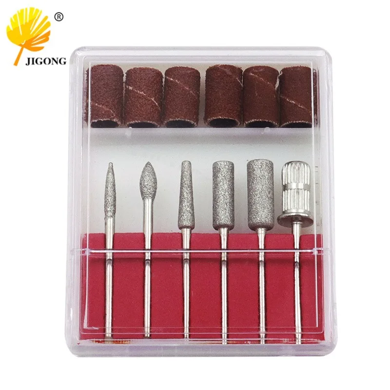 12Pcs Boxed Nail Art Sandpaper Ring Polishing Head Nail Art Polishing Combination, Hardware Electroplated Diamond Nail Art Polis