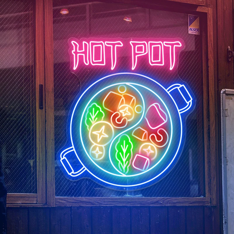 

Hot Pot Neon Sign Chinese Food Restaurant Neon Light Custom Chinatown Shop Welcome Signs Food Neon Logo Opening LED Lights